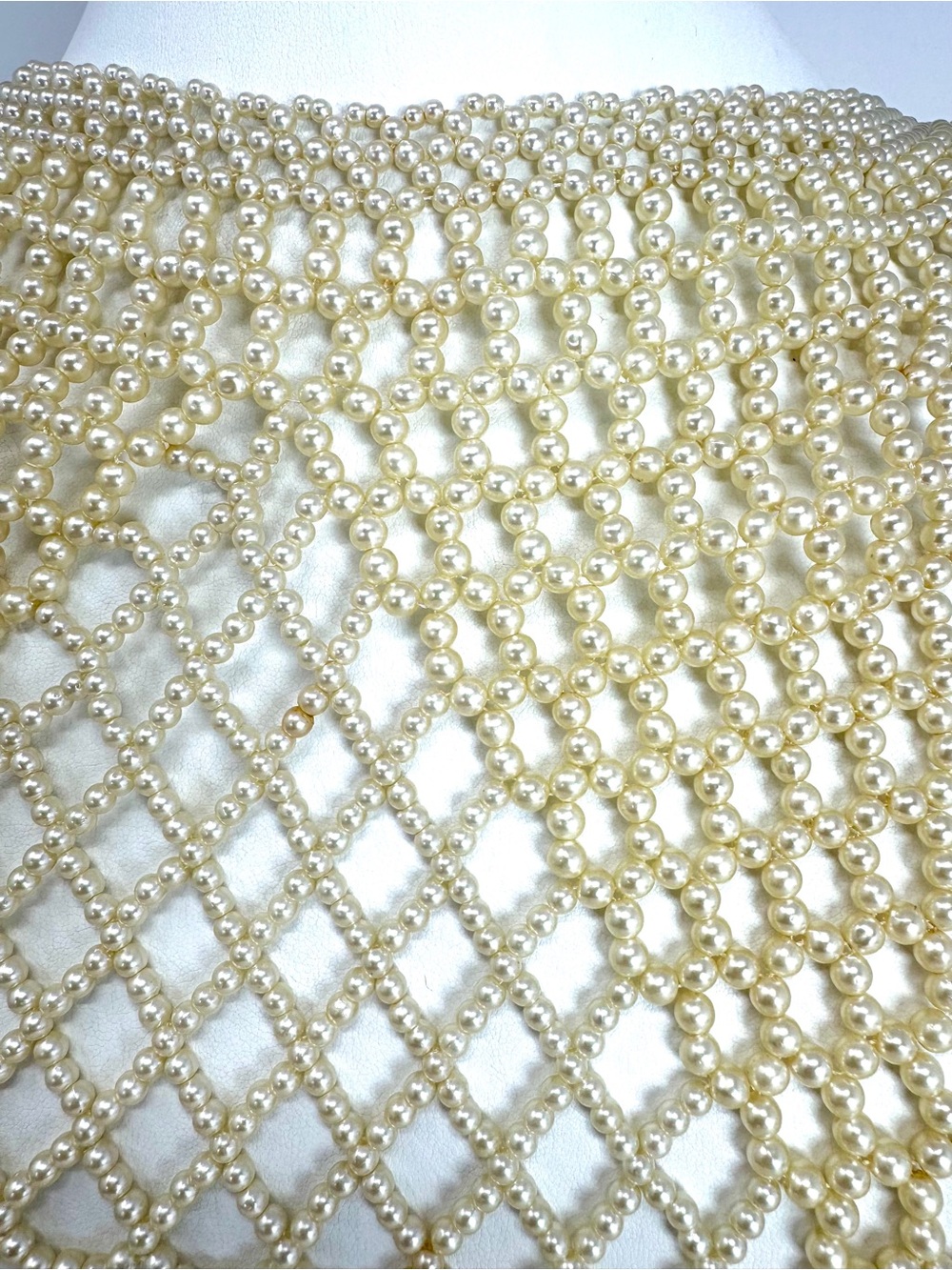 Handcrafted Ivory Faux Pearl Capelet Body Chain — Bridal Shoulder Necklace Shrug - Picture 4 of 8
